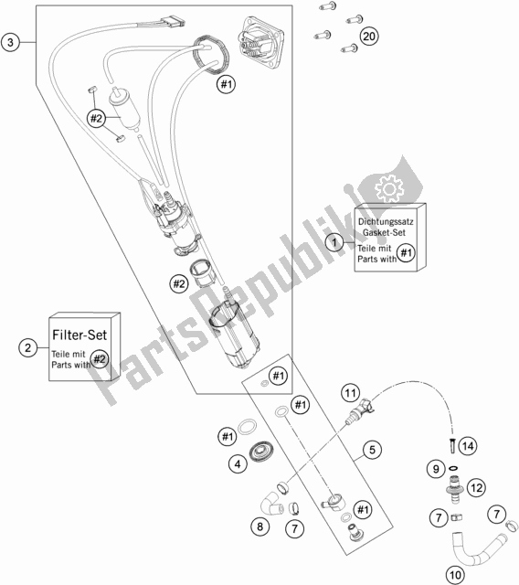 All parts for the Fuel Pump of the Husqvarna FE 450 2019