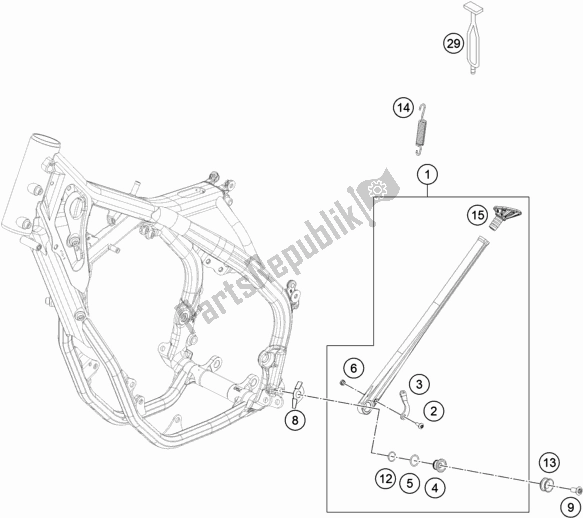 All parts for the Side / Center Stand of the Husqvarna FE 450 2019