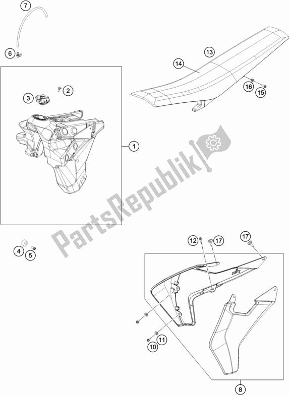 All parts for the Tank, Seat of the Husqvarna FE 450 2019