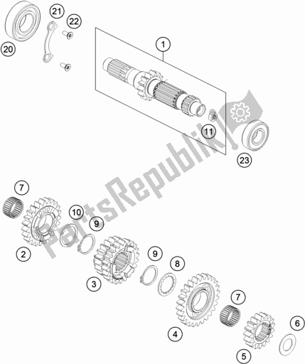 All parts for the Transmission I - Main Shaft of the Husqvarna FE 450 2019