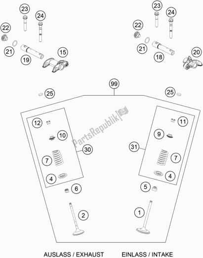 All parts for the Valve Drive of the Husqvarna FE 450 2019