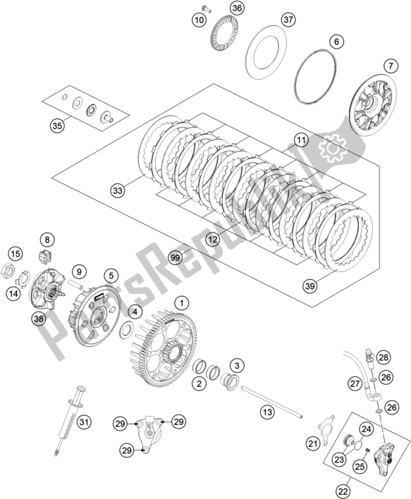 All parts for the Clutch of the Husqvarna FE 450 EU 2016