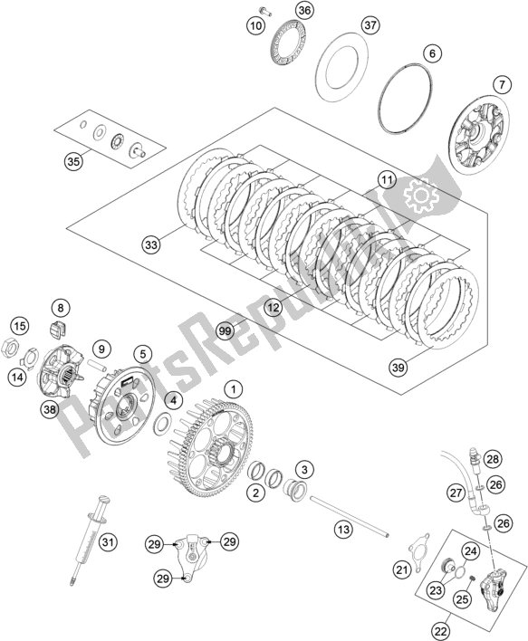 All parts for the Clutch of the Husqvarna FE 450 EU 2016