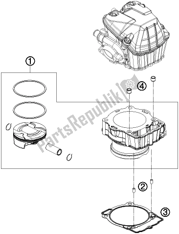 All parts for the Cylinder of the Husqvarna FE 450 EU 2016
