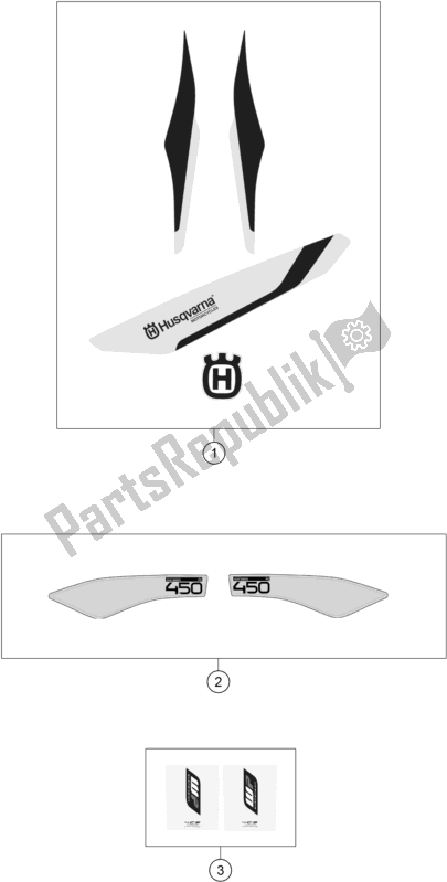 All parts for the Decal of the Husqvarna FE 450 EU 2016