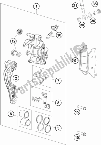 All parts for the Front Brake Caliper of the Husqvarna FE 450 EU 2016