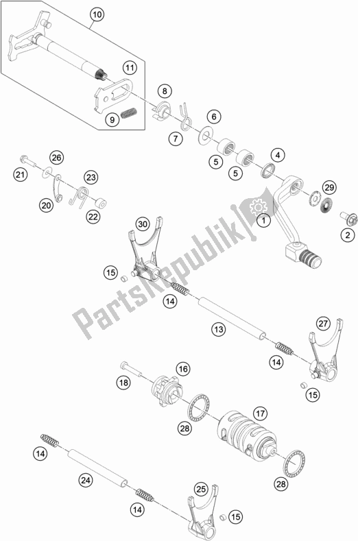 Tutte le parti per il Meccanismo Di Spostamento del Husqvarna FE 450 EU 2016