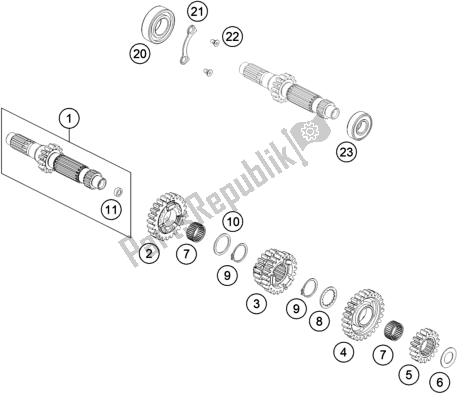 All parts for the Transmission I - Main Shaft of the Husqvarna FE 450 EU 2016