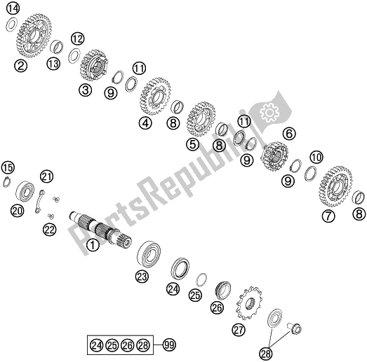 All parts for the Transmission Ii - Countershaft of the Husqvarna FE 450 EU 2016