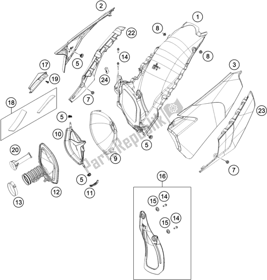 All parts for the Air Filter of the Husqvarna FE 450 EU 2020