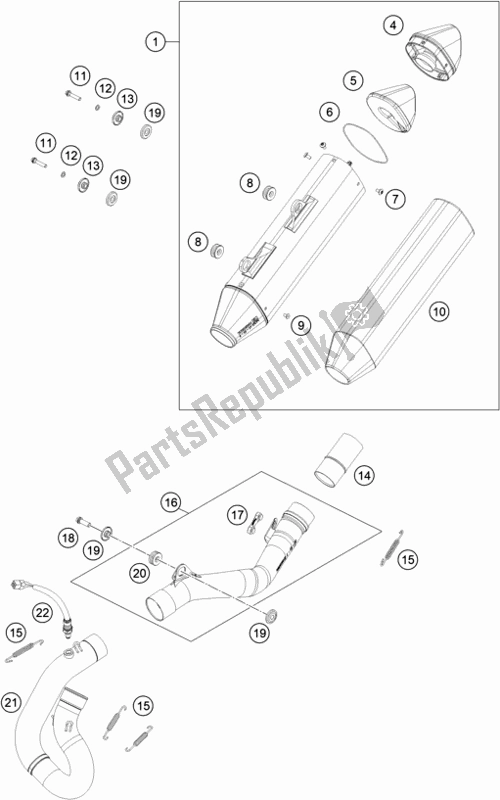 All parts for the Exhaust System of the Husqvarna FE 450 EU 2020