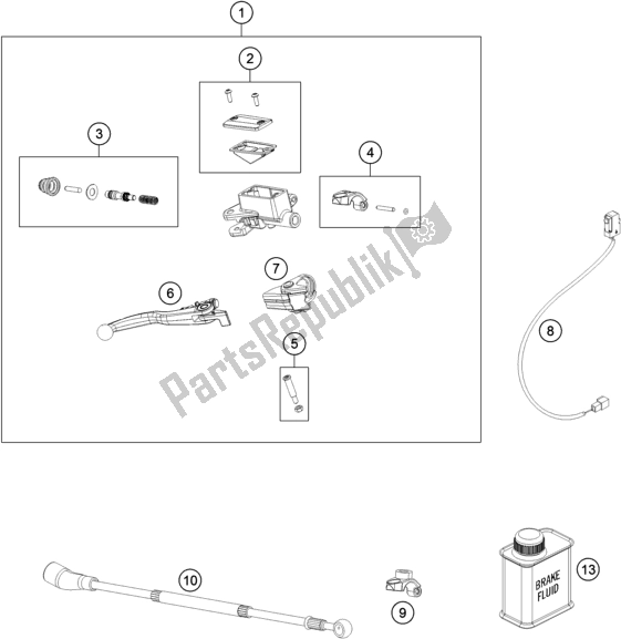 All parts for the Front Brake Control of the Husqvarna FE 450 EU 2020