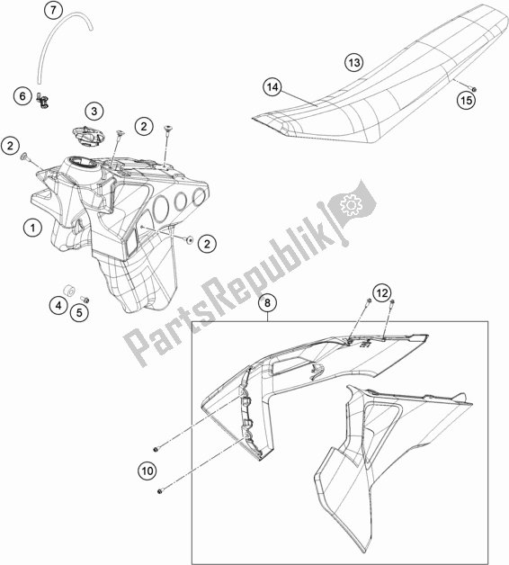 Wszystkie części do Zbiornik, Siedzenie Husqvarna FE 450 EU 2020