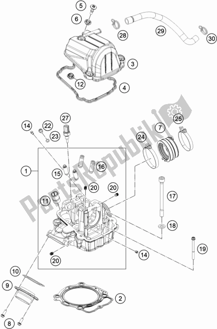 All parts for the Cylinder Head of the Husqvarna FE 450 EU 2021