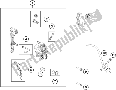 All parts for the Front Brake Caliper of the Husqvarna FE 450 EU 2021
