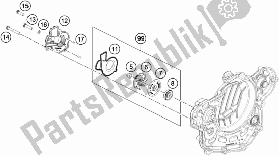 All parts for the Water Pump of the Husqvarna FE 450 EU 2021