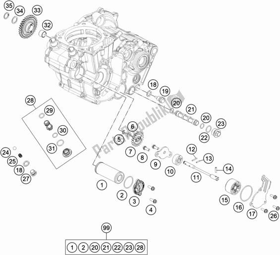 Toutes les pièces pour le Système De Lubrification du Husqvarna FE 450 EU 2022