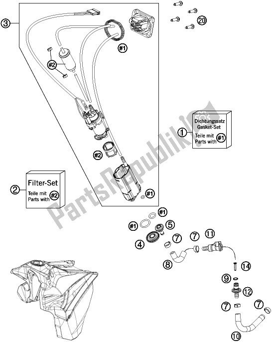 All parts for the Fuel Pump of the Husqvarna FE 501 2016