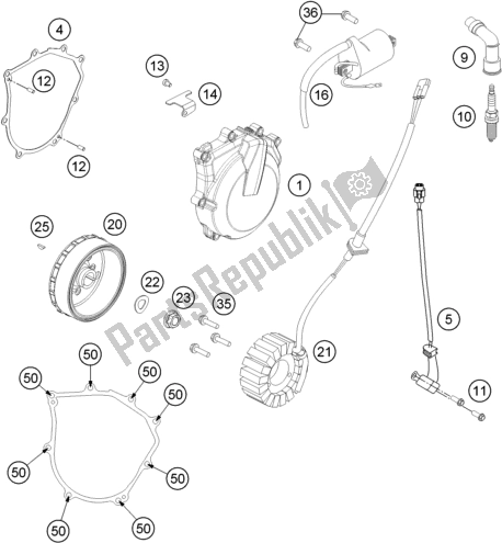 All parts for the Ignition System of the Husqvarna FE 501 2016