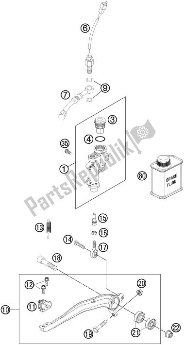 All parts for the Rear Brake Control of the Husqvarna FE 501 2016