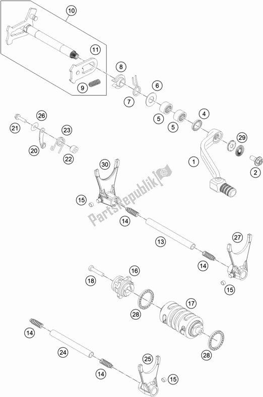 Tutte le parti per il Meccanismo Di Spostamento del Husqvarna FE 501 2016