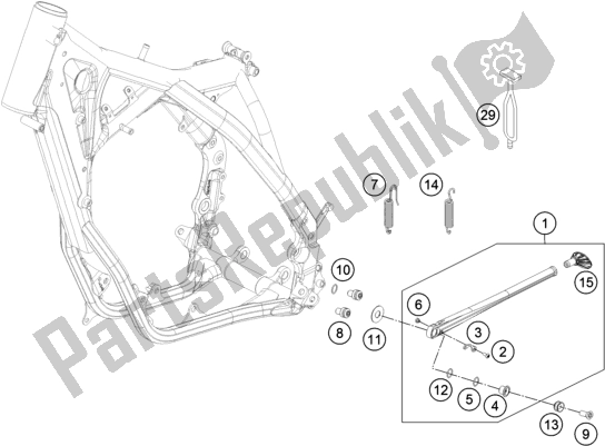 All parts for the Side / Center Stand of the Husqvarna FE 501 2016