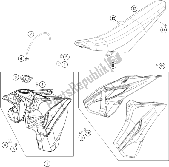 All parts for the Tank, Seat of the Husqvarna FE 501 2016