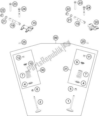 All parts for the Valve Drive of the Husqvarna FE 501 2016