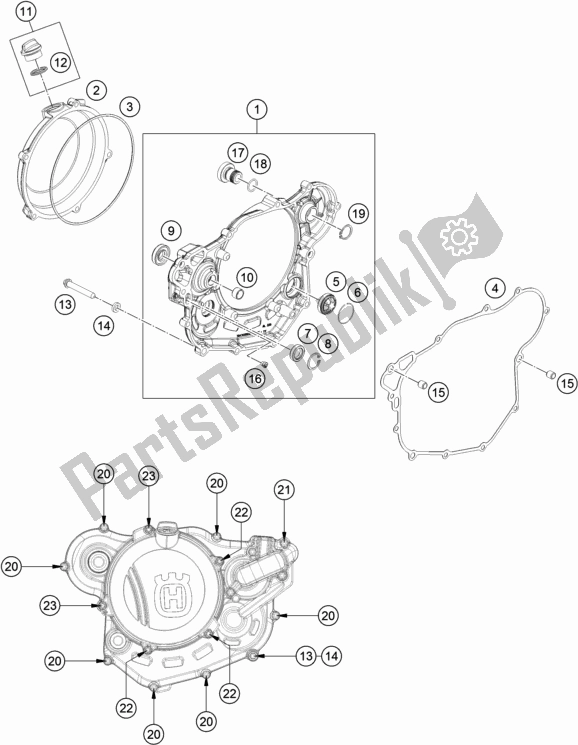 Toutes les pièces pour le Couvercle D'embrayage du Husqvarna FE 501 2017