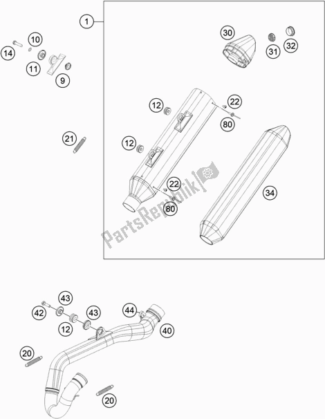 Todas as partes de Sistema De Exaustão do Husqvarna FE 501 2017