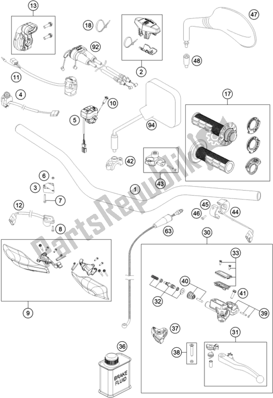 Toutes les pièces pour le Guidon, Commandes du Husqvarna FE 501 2017