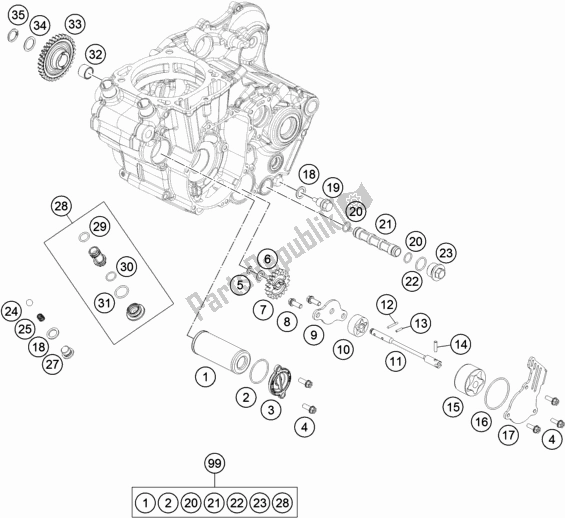 Todas as partes de Sistema De Lubrificação do Husqvarna FE 501 2017