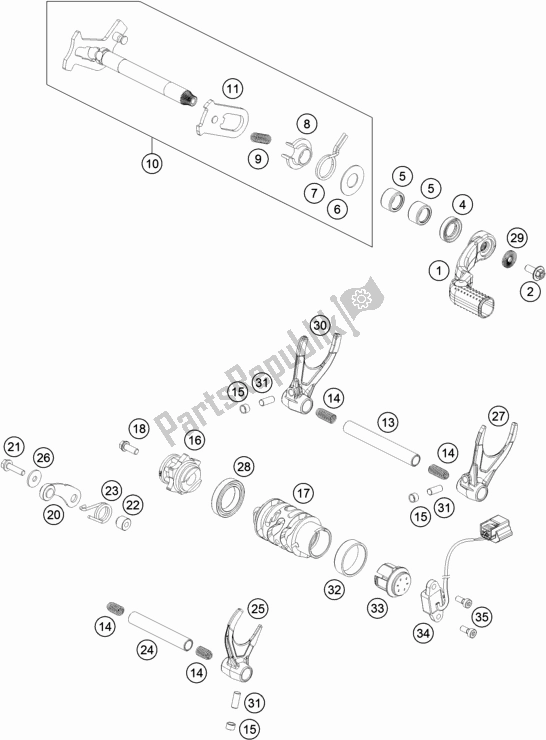 Toutes les pièces pour le Mécanisme De Changement du Husqvarna FE 501 2017