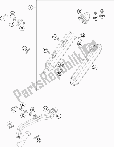 All parts for the Exhaust System of the Husqvarna FE 501 2018