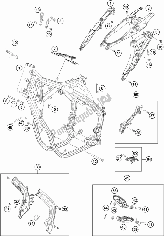 Tutte le parti per il Telaio del Husqvarna FE 501 2018