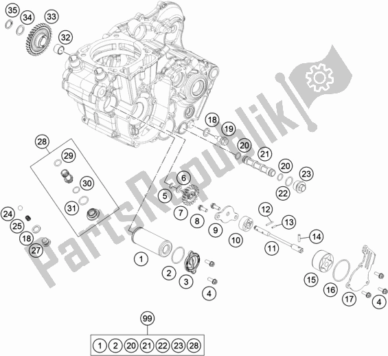 All parts for the Lubricating System of the Husqvarna FE 501 2018