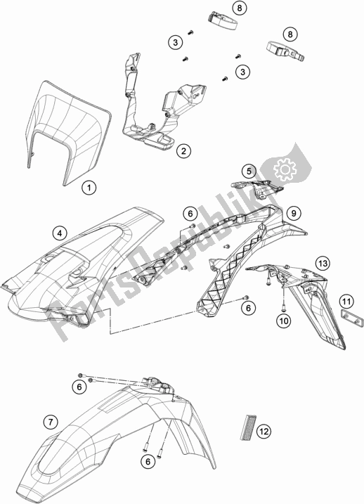 All parts for the Mask, Fenders of the Husqvarna FE 501 2018