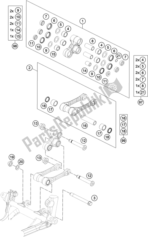 All parts for the Pro Lever Linking of the Husqvarna FE 501 2018