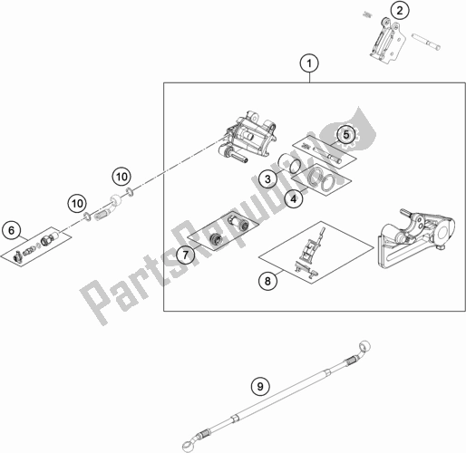 All parts for the Rear Brake Caliper of the Husqvarna FE 501 2018