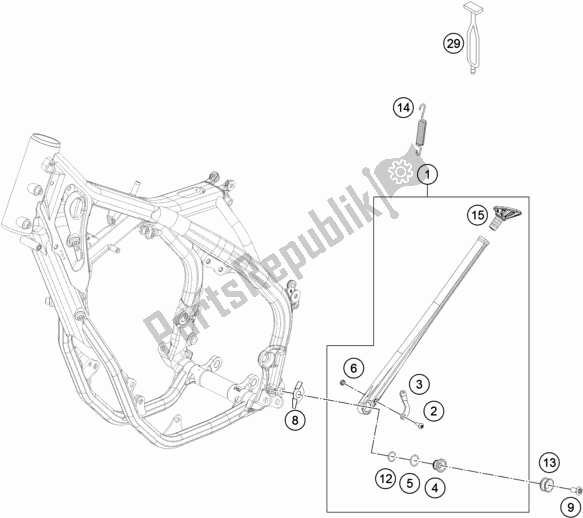 All parts for the Side / Center Stand of the Husqvarna FE 501 2018