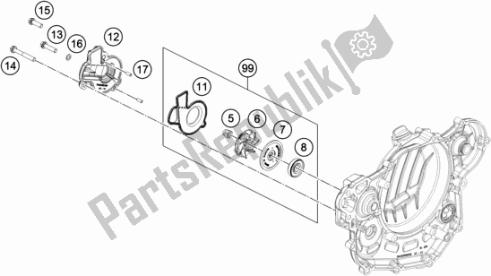 All parts for the Water Pump of the Husqvarna FE 501 2018
