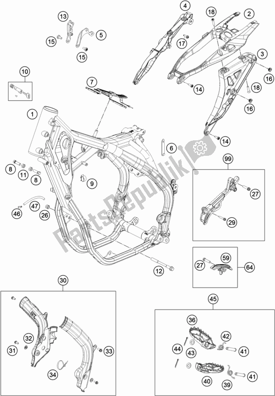 Todas as partes de Quadro, Armação do Husqvarna FE 501 2019