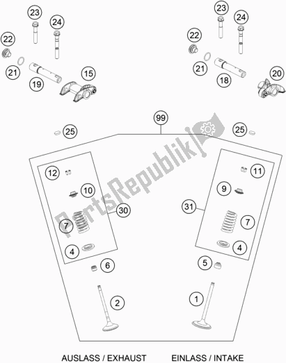 All parts for the Valve Drive of the Husqvarna FE 501 2019