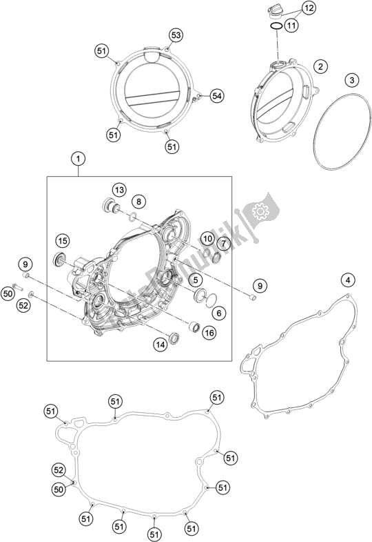 Tutte le parti per il Coperchio Frizione del Husqvarna FE 501 EU 2016