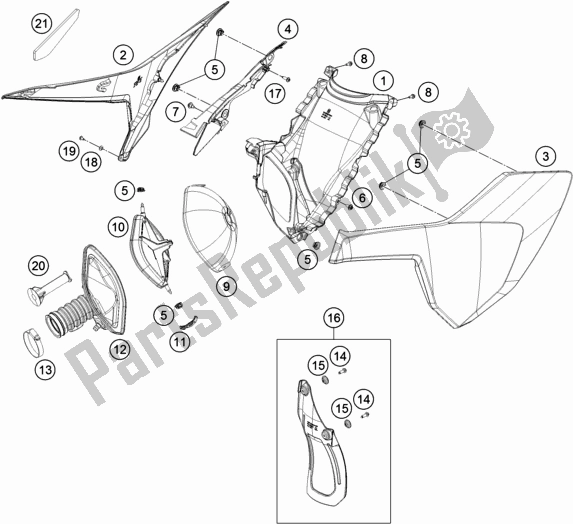 All parts for the Air Filter of the Husqvarna FE 501 EU 2017