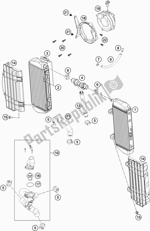 All parts for the Cooling System of the Husqvarna FE 501 EU 2017