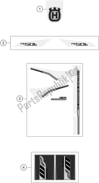 All parts for the Decal of the Husqvarna FE 501 EU 2017