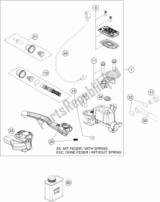 Todas las partes para Front Brake Control de Husqvarna FE 501 EU 2017