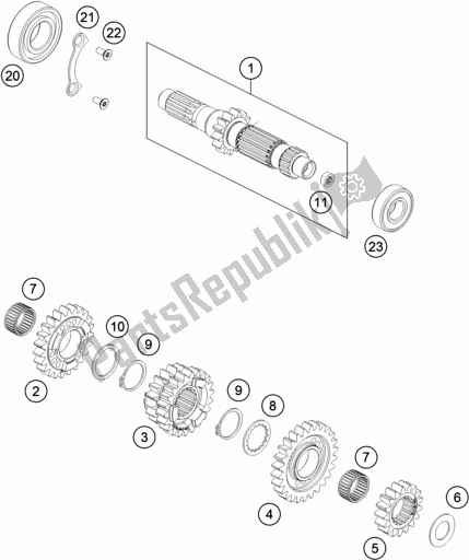 All parts for the Transmission I - Main Shaft of the Husqvarna FE 501 EU 2017