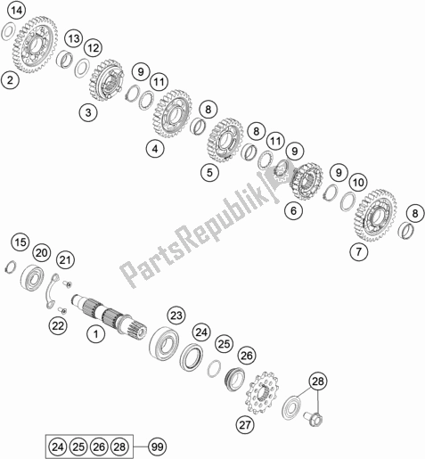 All parts for the Transmission Ii - Countershaft of the Husqvarna FE 501 EU 2017